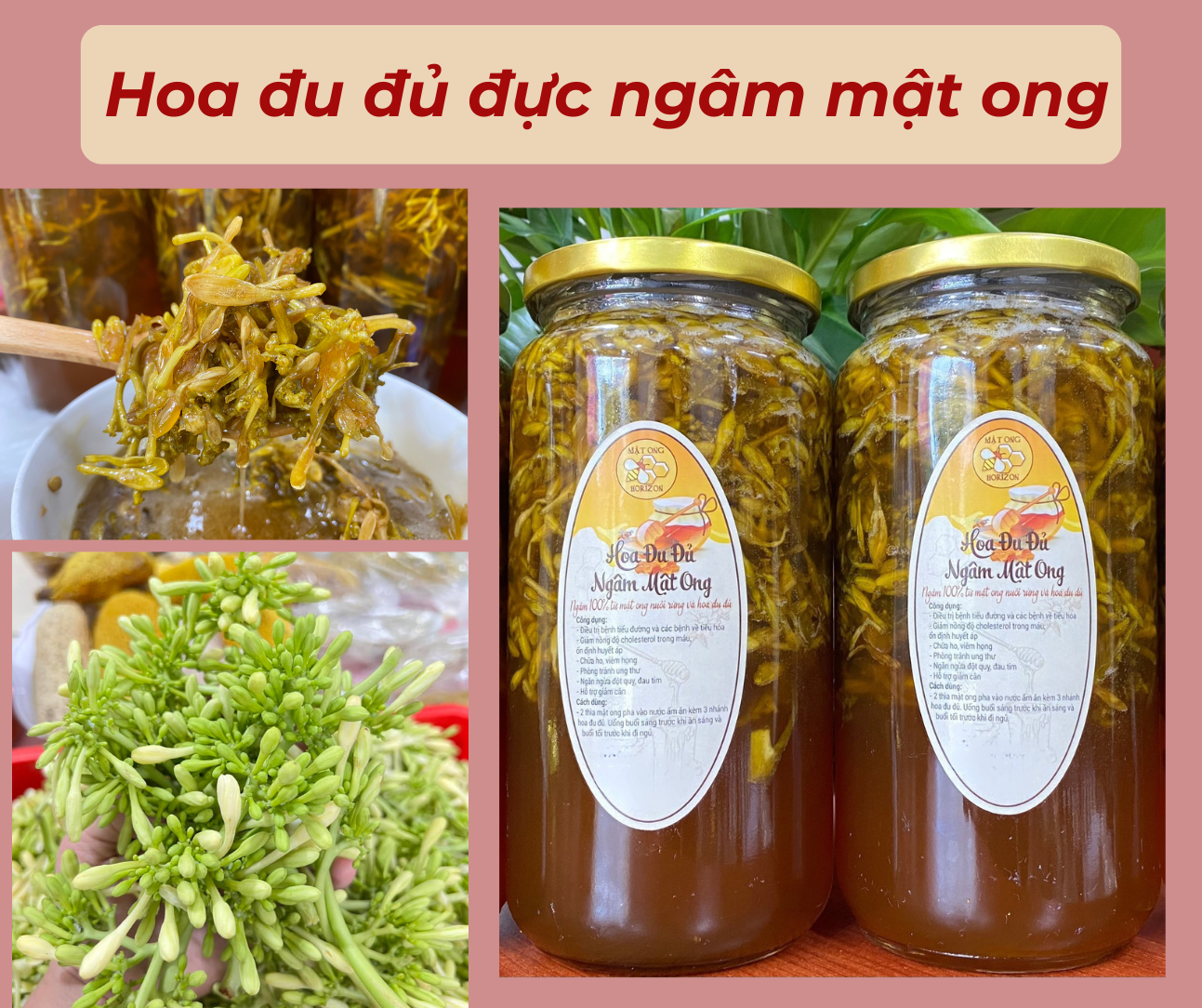 Hoa đu đủ đực ngâm mật ong rừng 1 NGHỆ ĐEN NGÂM MẬT ONG RỪNG (4)