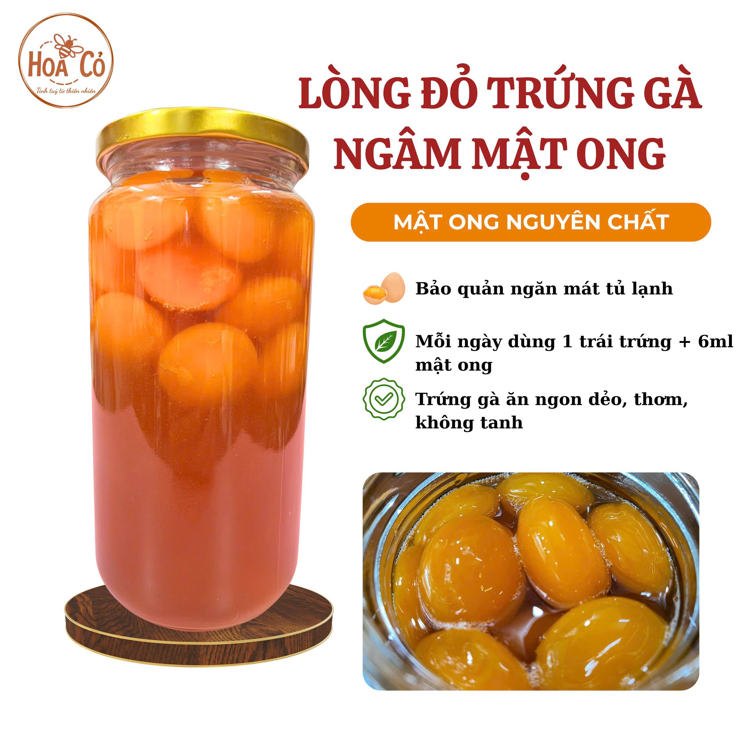 Lòng đỏ trứng gà ngâm mật ong - Hàng đặt trước 10 Trứng gà ngâm mật ong